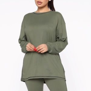 Olive Crewneck Top - Fashion Nova - High Stretch